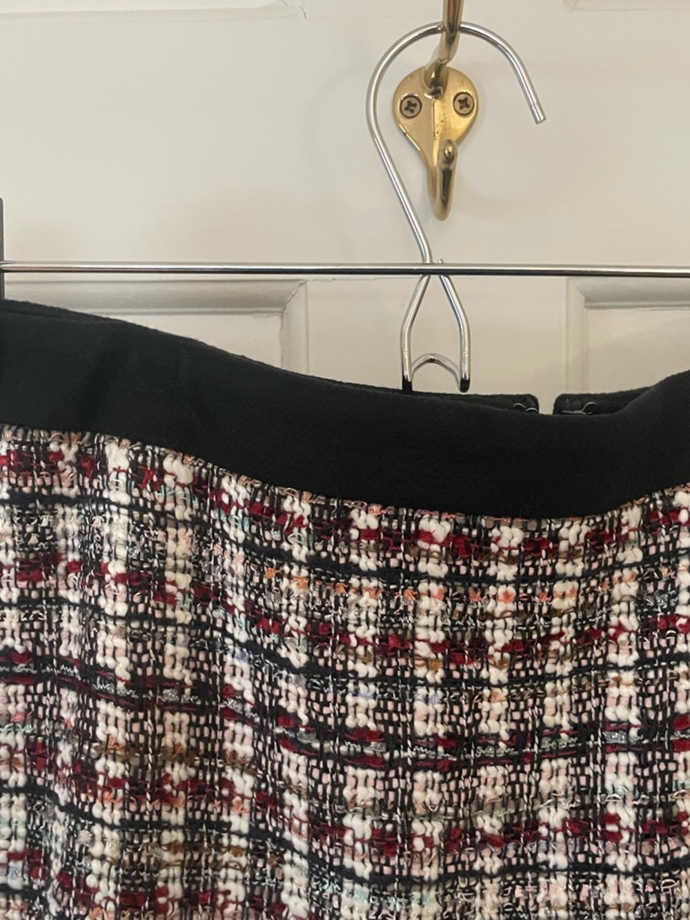 Talbots Black, White & Red Wool Tweed Pencil Skirt - Picture 2 of 5
